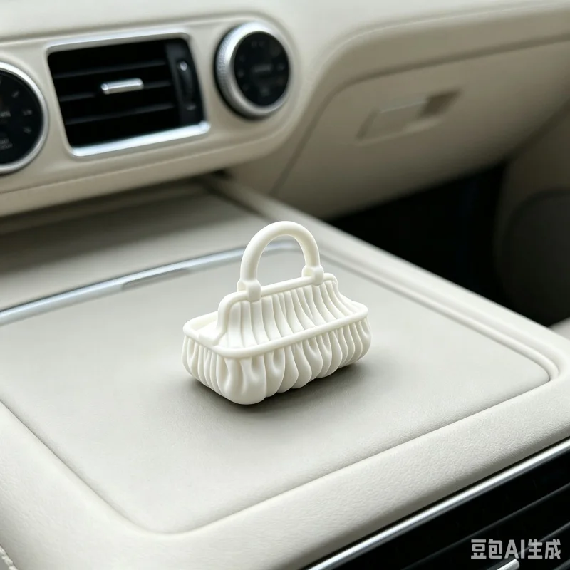 3D Printed White Pleated Handbag Storage Tray Cosmetic Organize Accessory Holder Minimalist Vanity Desktop Jewelry Storage Decor