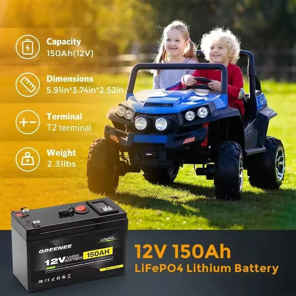 Upgrade Lithium Battery 12V LiFePO4 Rechargeable Battery Up to 4000+ Cycle Times For Small UPS Solar Power Fish Finder Toys Car