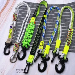 Fluorescent Color Mobile Phone Straps Keychain Key Ring Braided Rope Gifts For Women Men Bag Accessorie DIY Handmade Hand Rope