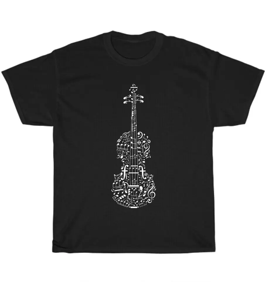 Musical Note Violin Player Graphic College Band Music T-Shirt Unisex Gift Tee