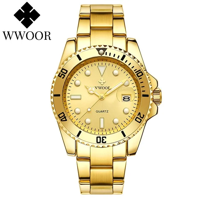 2022 Wwoor Top Men Watches Luxury Full Steel Waterproof Automatic Date Watch Quartz Diving Sports Wristwatches Relogio Masculino