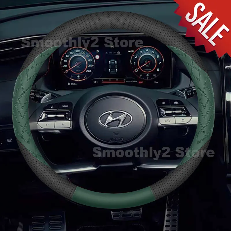 Car Leather Steering Wheel Cover For Hyundai Tucson 2025 2026 Interior Accessories