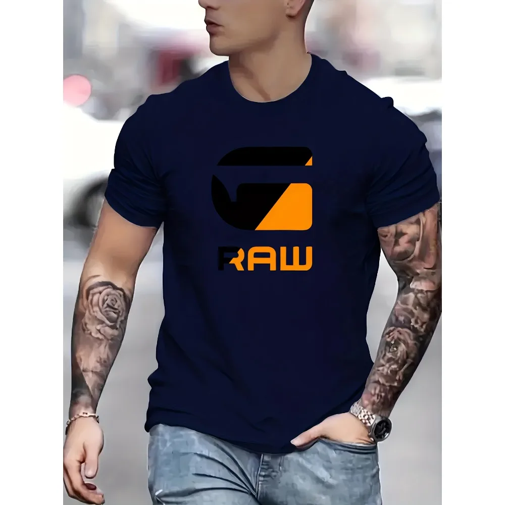 3 قطع تي شيرت رجالي بطبعة خام - 100% بوليستر بأكمام قصيرة ورقبة دائرية تي شيرت صيفي مع نسيج، ملابس خارجية غير رسمية