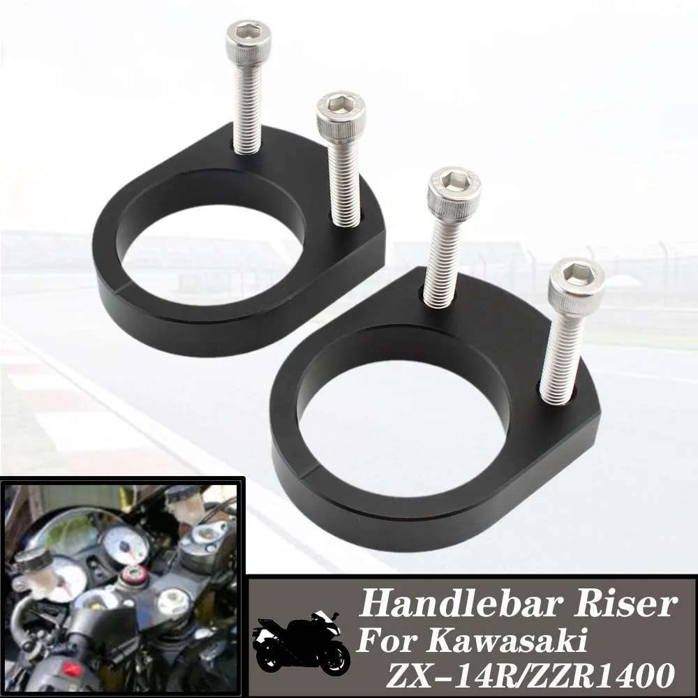 

For Kawasaki ZX-14R ZX14R ZX 14R ABS 2006-2022 ZZR 1400 Handlebar Riser Spacer Kit 10MM Handle Bar Riser Mount Clamp
