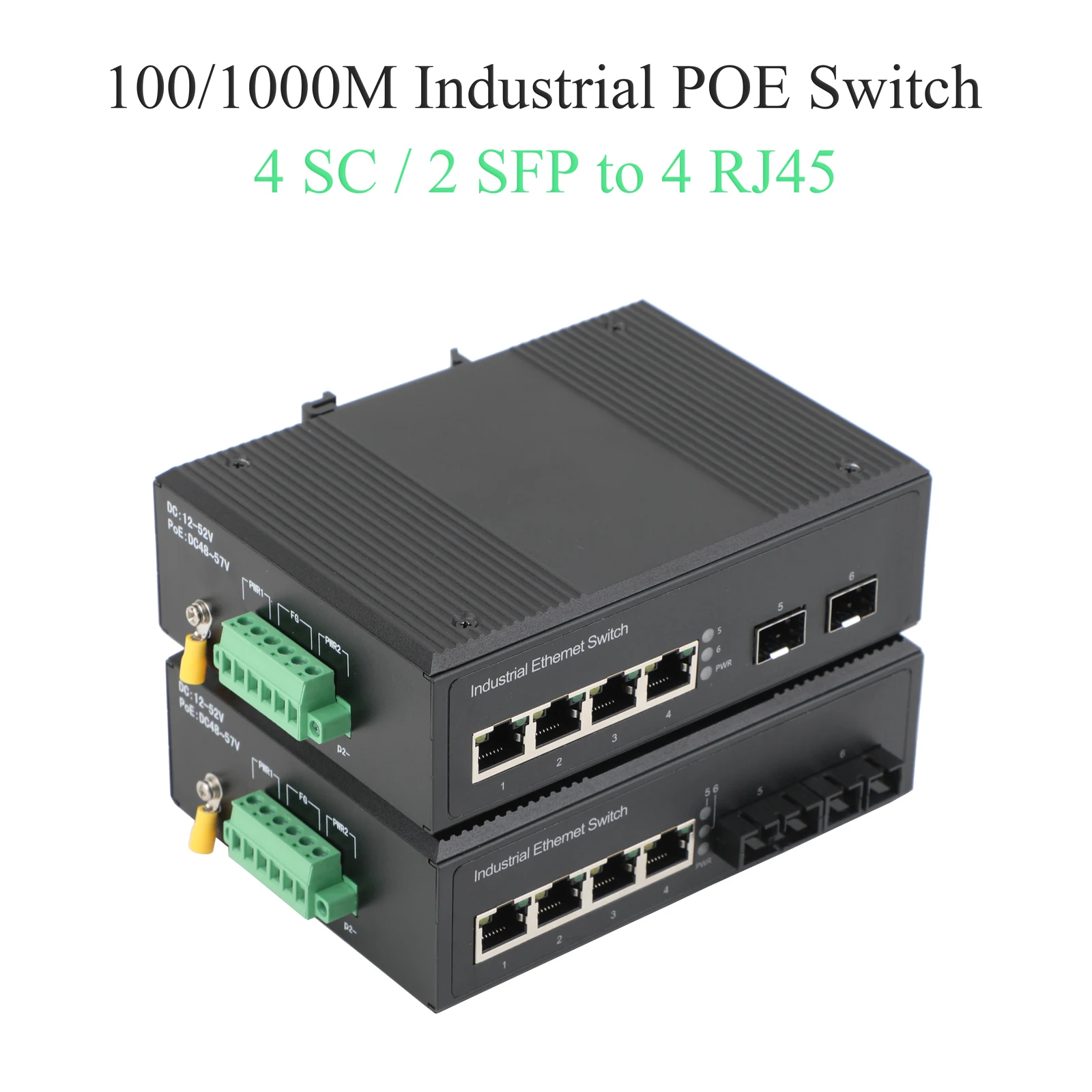 

Industrial POE Non-WEB/WEB Managed Switch 100/1000M 2 Optical Ports+4 POE Ports Single-Mode Single/Dual-fiber SC/SFP Transceiver