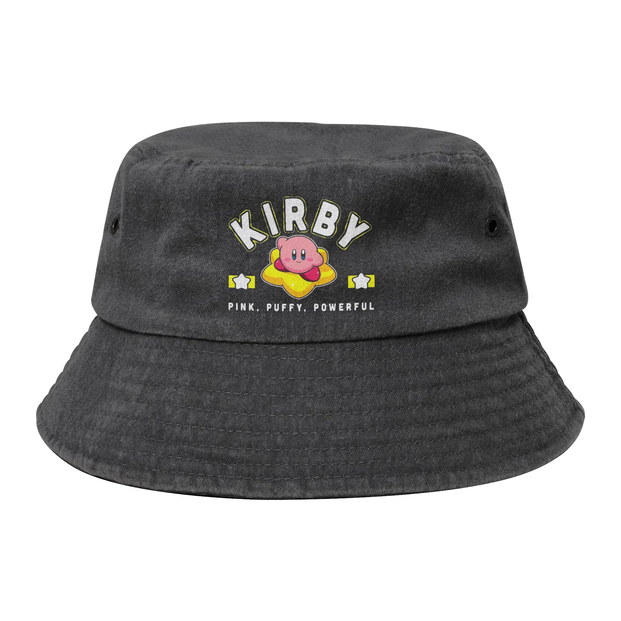 Trendy Kirbys Pink Puffy Powerful Star Frame Varsity Bucket Hat Unisex Packable Outdoor  Fishing Fisherman Hats Bob Hat
