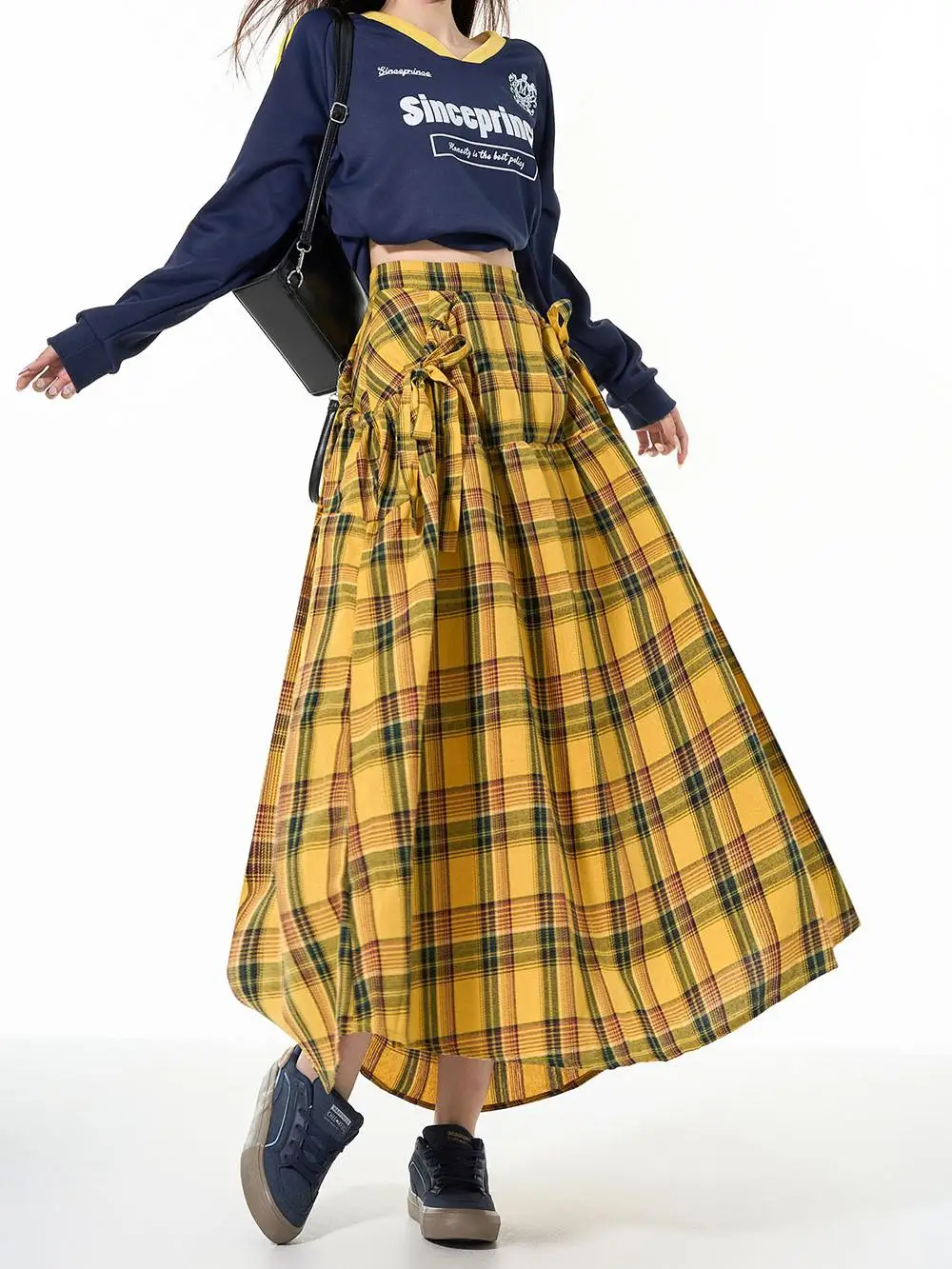 

Women's Plaid A-line Skirt Vintage 90s Aesthetic Y2k Mini Skirt Harajuku Korean Elegant Asymmetrical Skirts 2000s Clothes Autumn