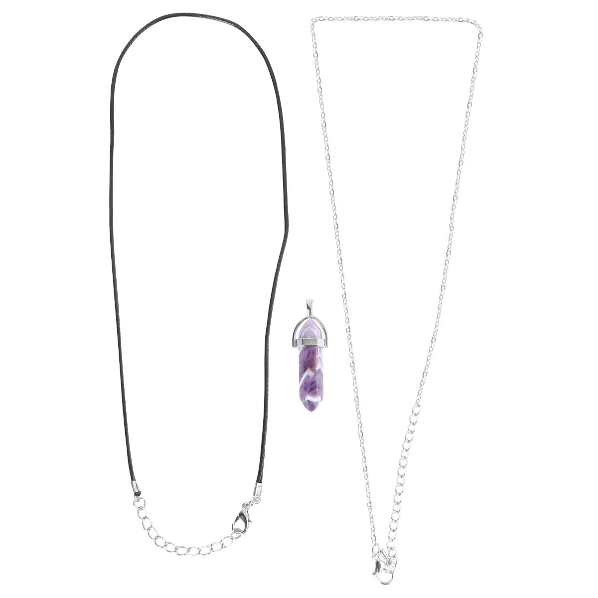 العقيق الحجر الطبيعي قلادة الإبداعية كريستال معلقة تصميم دقيق قلادة DIY صنع المجوهرات سحر الأرجواني الأبيض