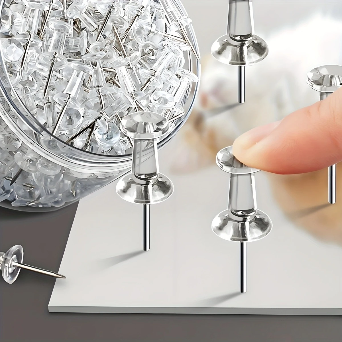 51pcs Clear Thumbtacks, Easy‑to‑Press Push Pins, Secure Hold For Bulletin Boards, Photo Walls, Corkboards & Craft Projects