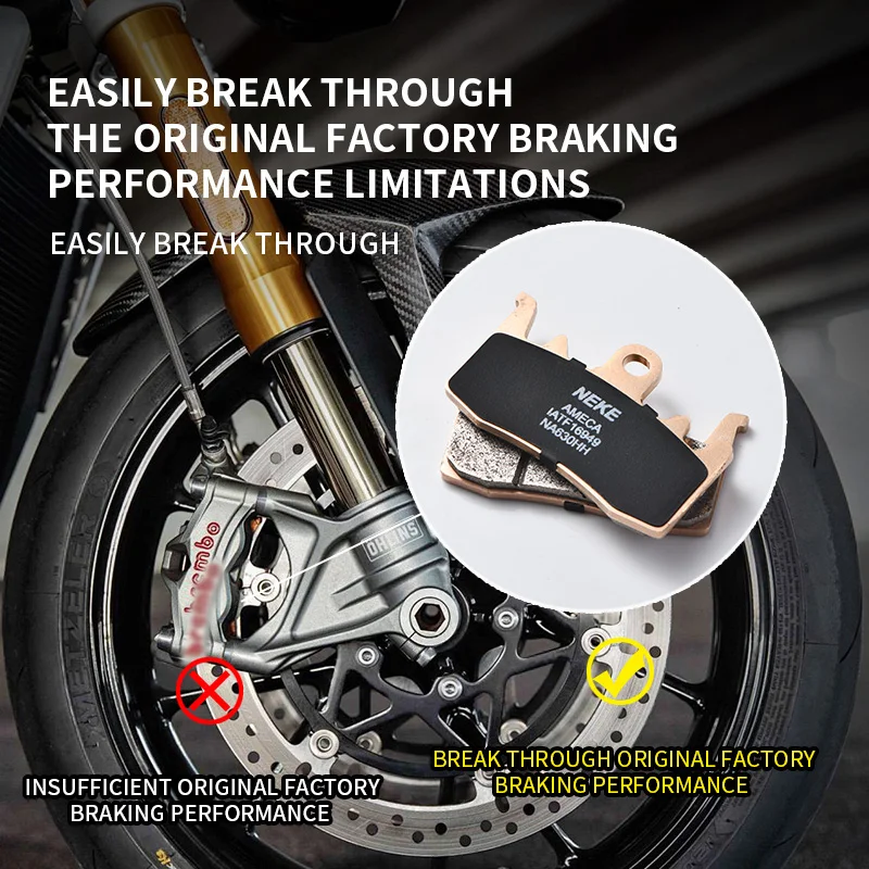 NEKE Sintered Metal Brake Pads for KAWASAKI Z900, KTM Duke 890R, BMW R1250 , DUCATI Diavel 1200/Multistrada, Harley Davidson