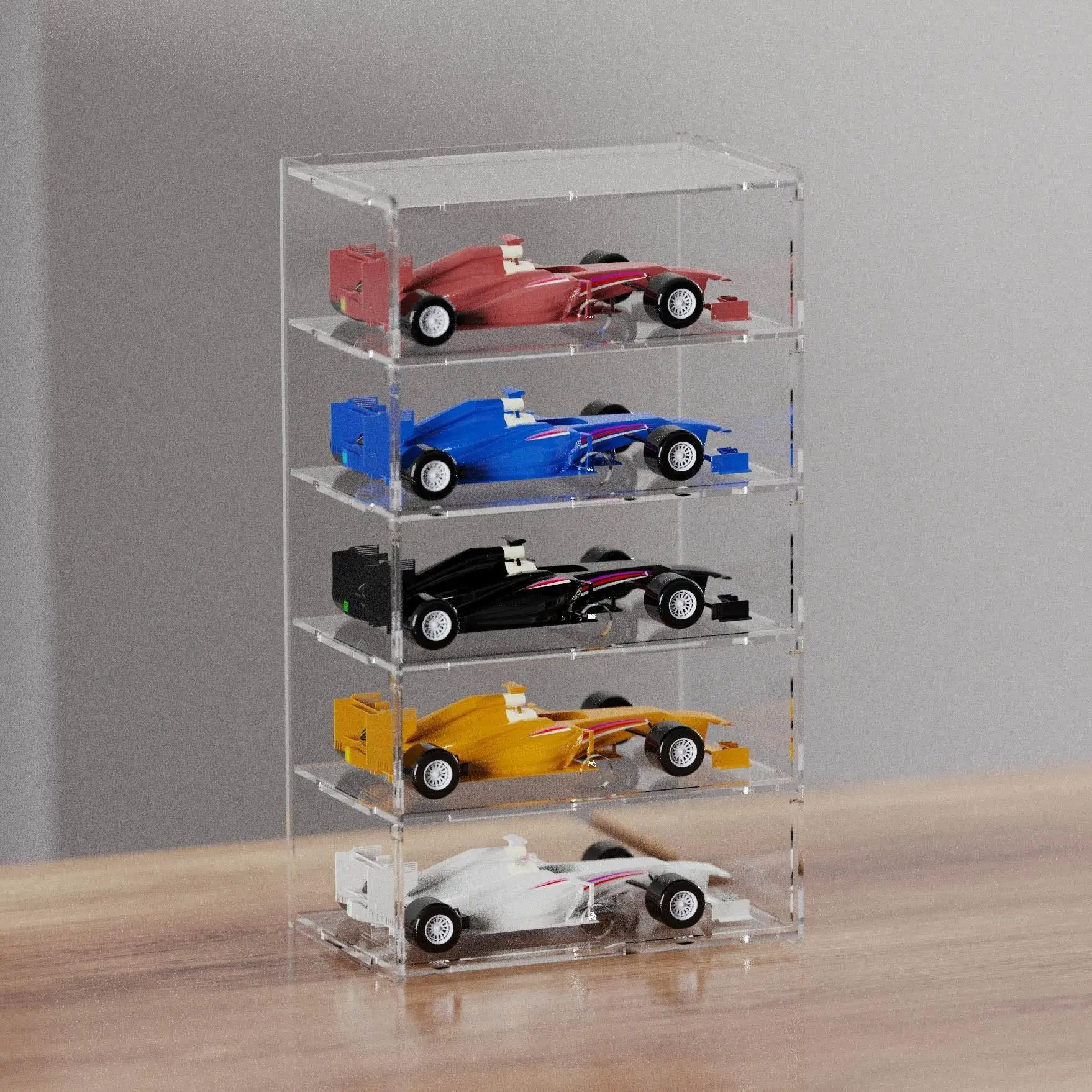 1-6 Layer Acrylic Car Model Display Case, Clear Showcase Organizer Box,Matchbox Display Cabinet for Mini Toy,Hot Wheels LOL Doll