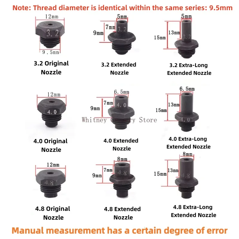 Pneumatic 3.2/4.0mm Vertical Rivet Accessories Nozzle Core Pulling Nozzle Lengthened 4.8
