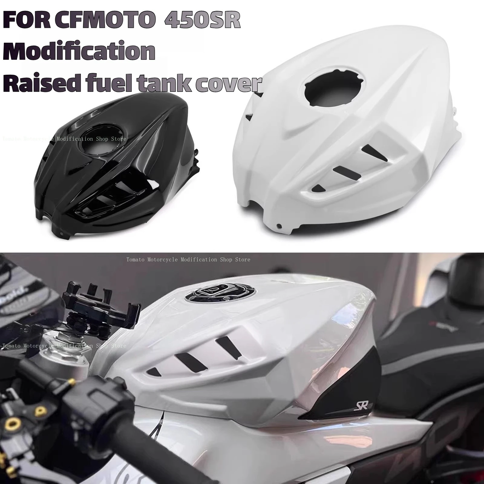 for cfmoto 450SR 450SS Modification Racing Fuel Tank Cover, Raised Fuel Tank Cap, High Fuel Tank Cover Fairing Accessories