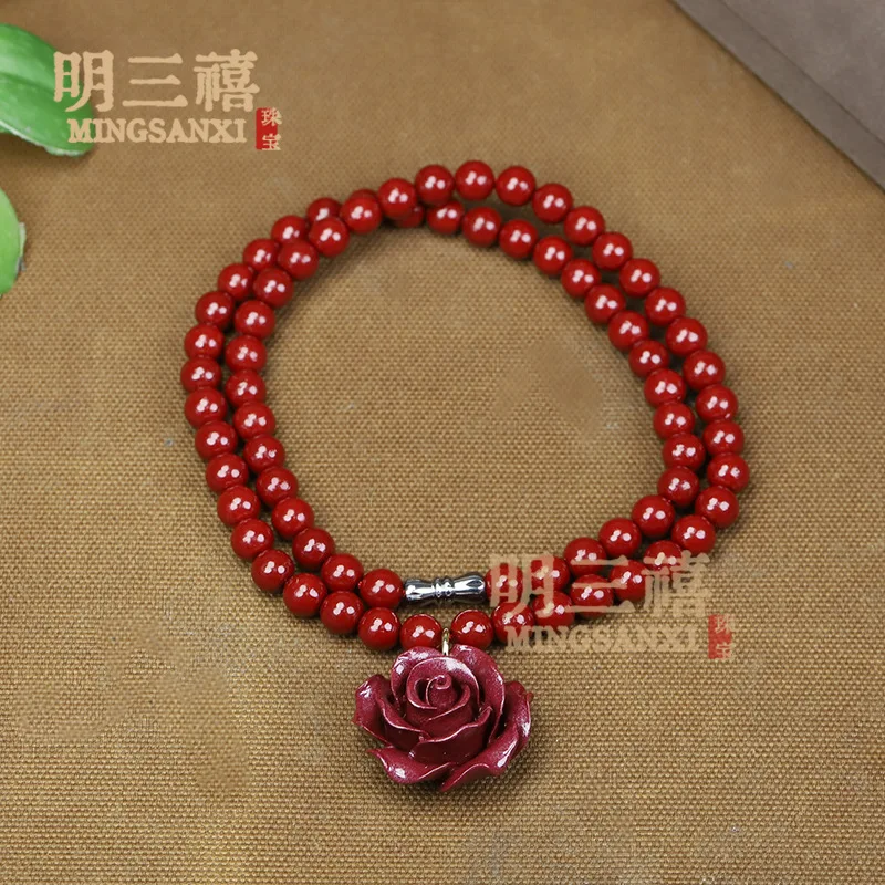 High Content Cinnabar Rose Gold Purple Gold Metal Inlaid Bracelet Pendant Jewelry Ring Earrings Jewelry
