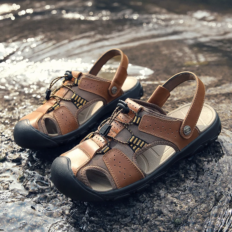 

New Fashion Sandals Summer Leisure Men's Shoes Soft Btton Non-slip Outdoor Beach Sandals Lightweight Casual Slip on Beach Shoes