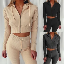 Dames Trainingspak Casual Sport Met Lange Mouwen En Capuchon Met Lange Mouwen, Warme Capuchon Sweatshirts En Lange Broek Fleece Tweedelige Sets