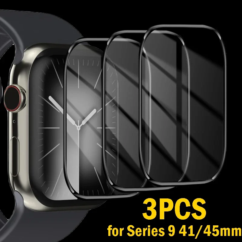 Protectores de pantalla curvos 3D para Apple Watch 9, 3 piezas, 41mm, 45mm, película protectora de 49MM, no de vidrio