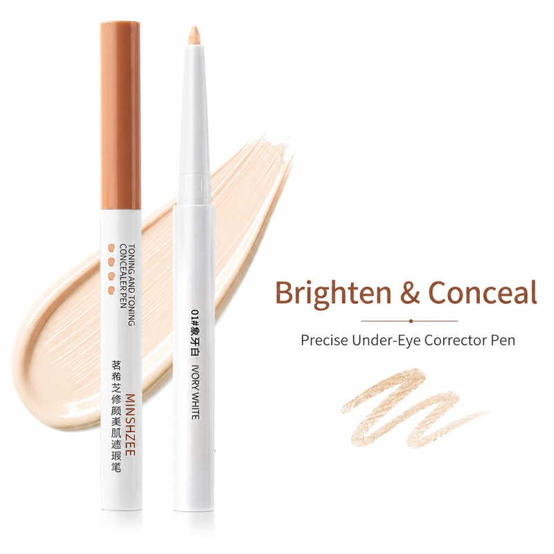Korean Aegyo Sal Under Eye Brightener Concealer Pen, Waterproof Long Lasting Creamy Dark Circle Corrector Pencil, 2 Shades