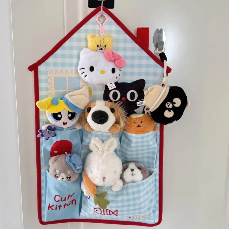 The "Doll'S Home" Is Suitable For 13-18cm Doll Storage Cute 5-Grid House Shaped Doll Display Bag Which Can Accommodate 5-6 Dolls