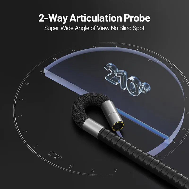 TESLONG TD500 Two Way 360° Articulating Borescope 2.0MP 5 Inch IPS Screen Endoscope Camera with WIFI 32GB Card