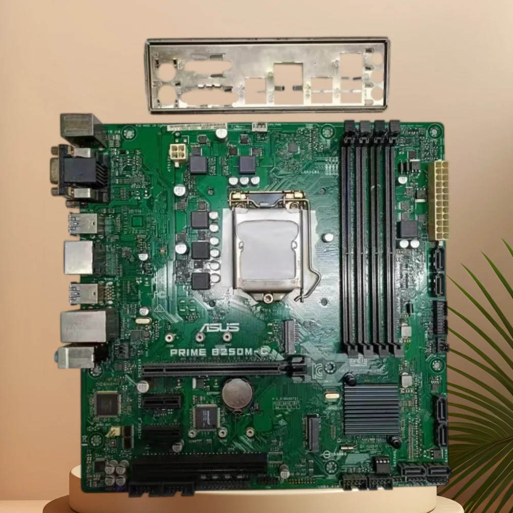 ASUS PRIME B250M-C motherboard, 1151-pin socket, supports 6th/7th generation Intel Core CPUs, DDR4 memory, dual M.2 slots.