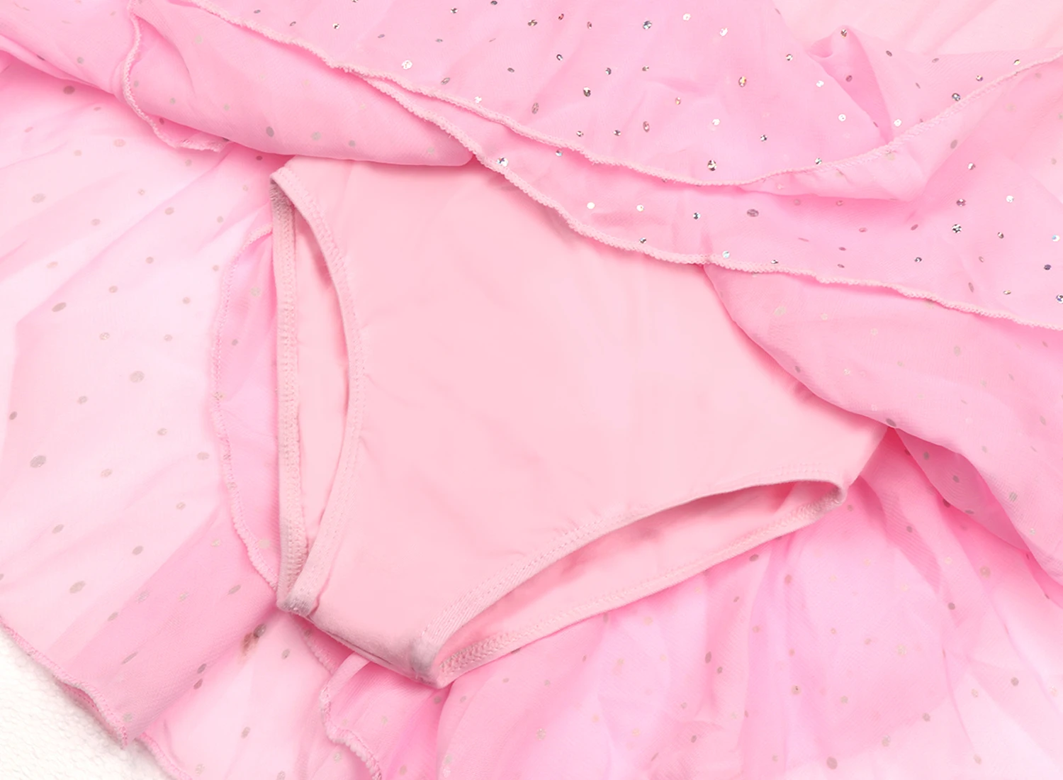 Glitzer-Trikots für Mädchen für Ballett, Tanzkleid mit Tutu-Rock, Rüschenärmel, Ballett-Trikot, Performance-Kleidung – Detail 10