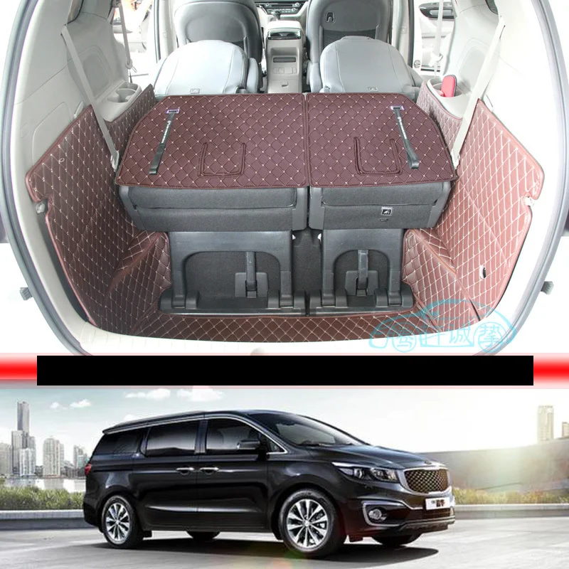 

2017 For Kia Carnival Leather Car Trunk Mat Cargo Liner 2016 2017 2018 2019 2020 Grand Carnival Sedona Accessories Carpet