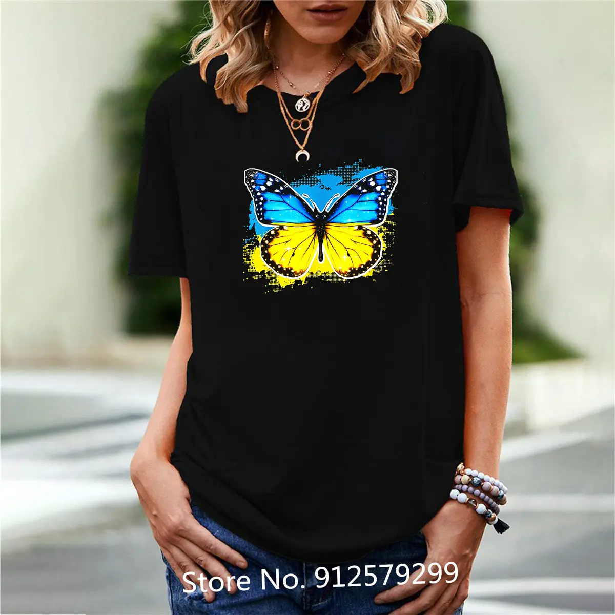 Cool Ukraine Flag T Shirt Butterfly Lovers Ukraine Print Women T Shirt Summer Cotton Short Sleeve Top