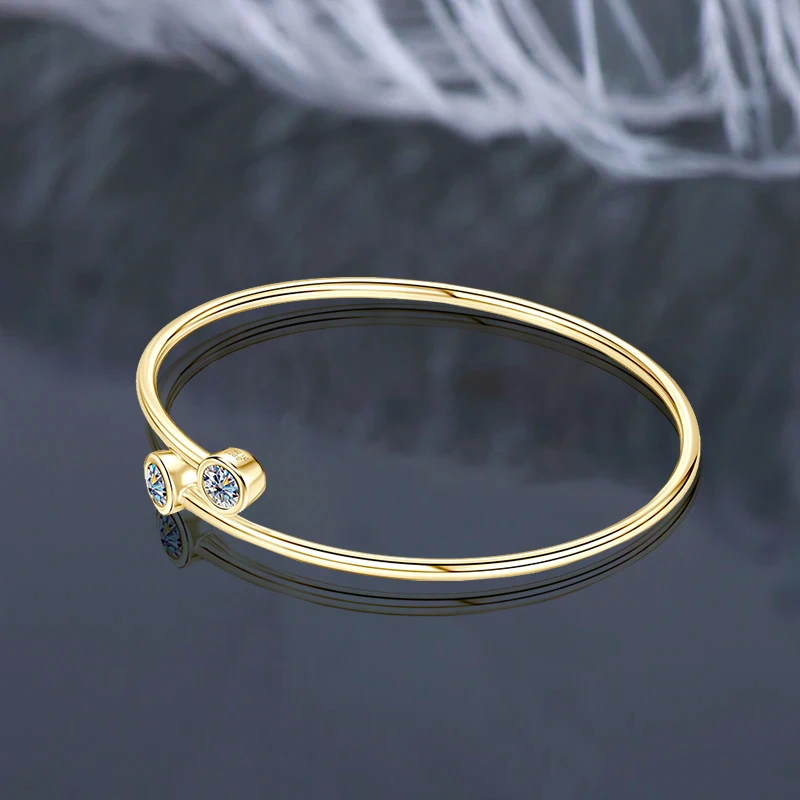 IOGOU S925 0.5CT 5MM D Moissanite Opening Cuff Bangle for Women 925 Silver Bracelets Cuffs 2025 Trendy Jewelry with Certificate