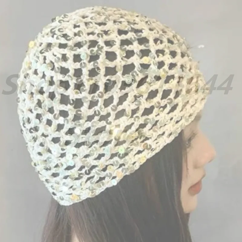 موضة خمر مطرزة الجوف البلوز القبعات المرأة الصيف الخريف السفر صور جو تنوعا عادية Y2K قبعة صغيرة متماسكة قبعة #1