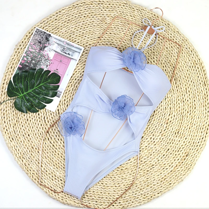 3D Flower Bikini Set for Women Sexy Hollow out Brazilian Swimwear 2025 Girls Beachwear Biquini Swimsuit Female Beach Monokini
