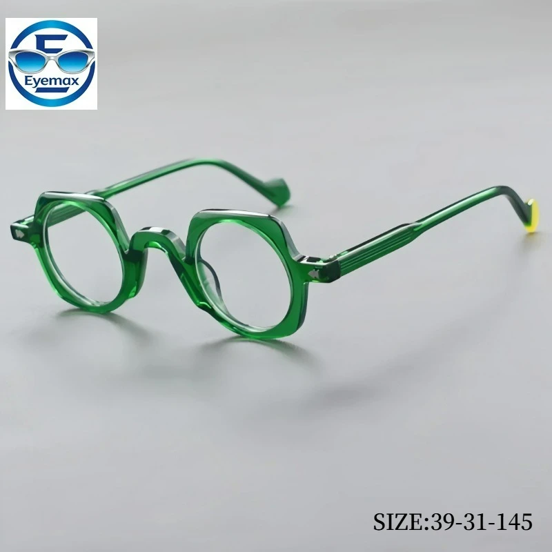 

2026 Vintage Polygon Acetate Eyeglasses Frame Women Handmade Optical Retro Anti Blue Light Prescription Men Eyewear 39-31-145