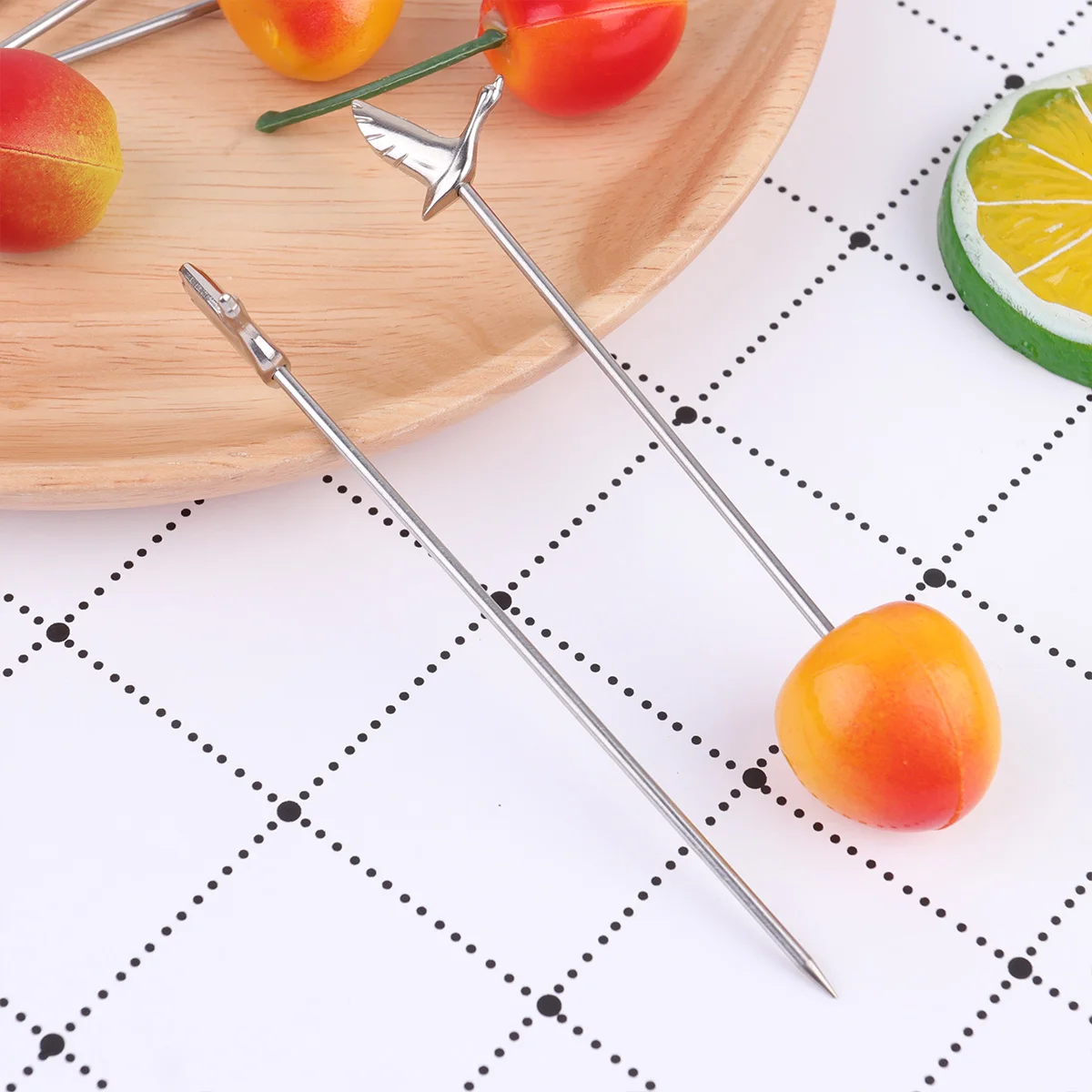 

5 Pcs Cocktail Sign Dessert Fruit Picks for Party Food Fork Silver Reusable Child