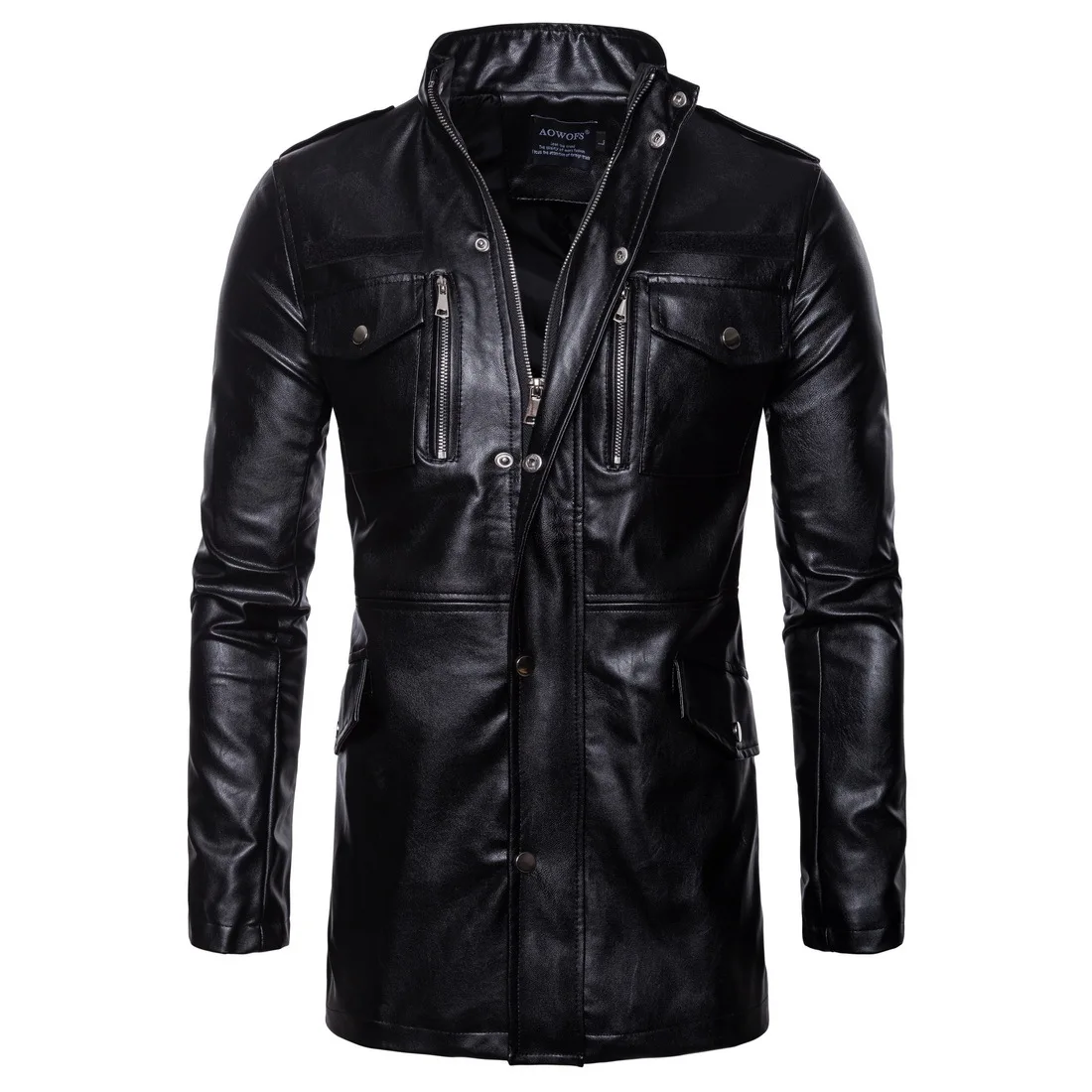 

2024 autumn new mid to long business casual leather jacket, four pocket motorcycle high-quality leather jacket, leather jacket