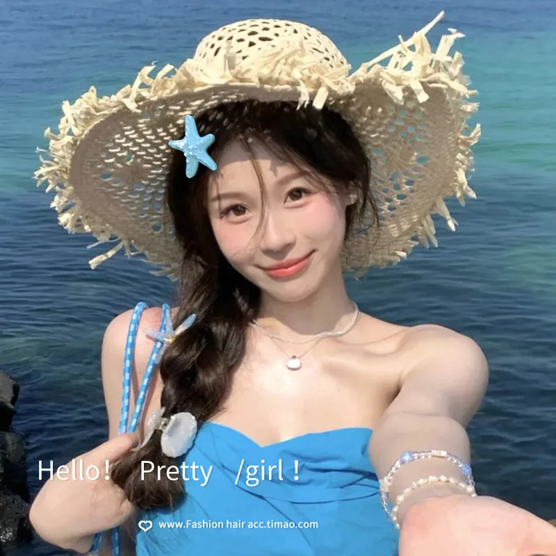 

1/3P Creative Simulation Shell Starfish Hair Clip Fun Sweet Cute for Women Y2K Trendy Summer Hairpin Hair Accessories Multicolor