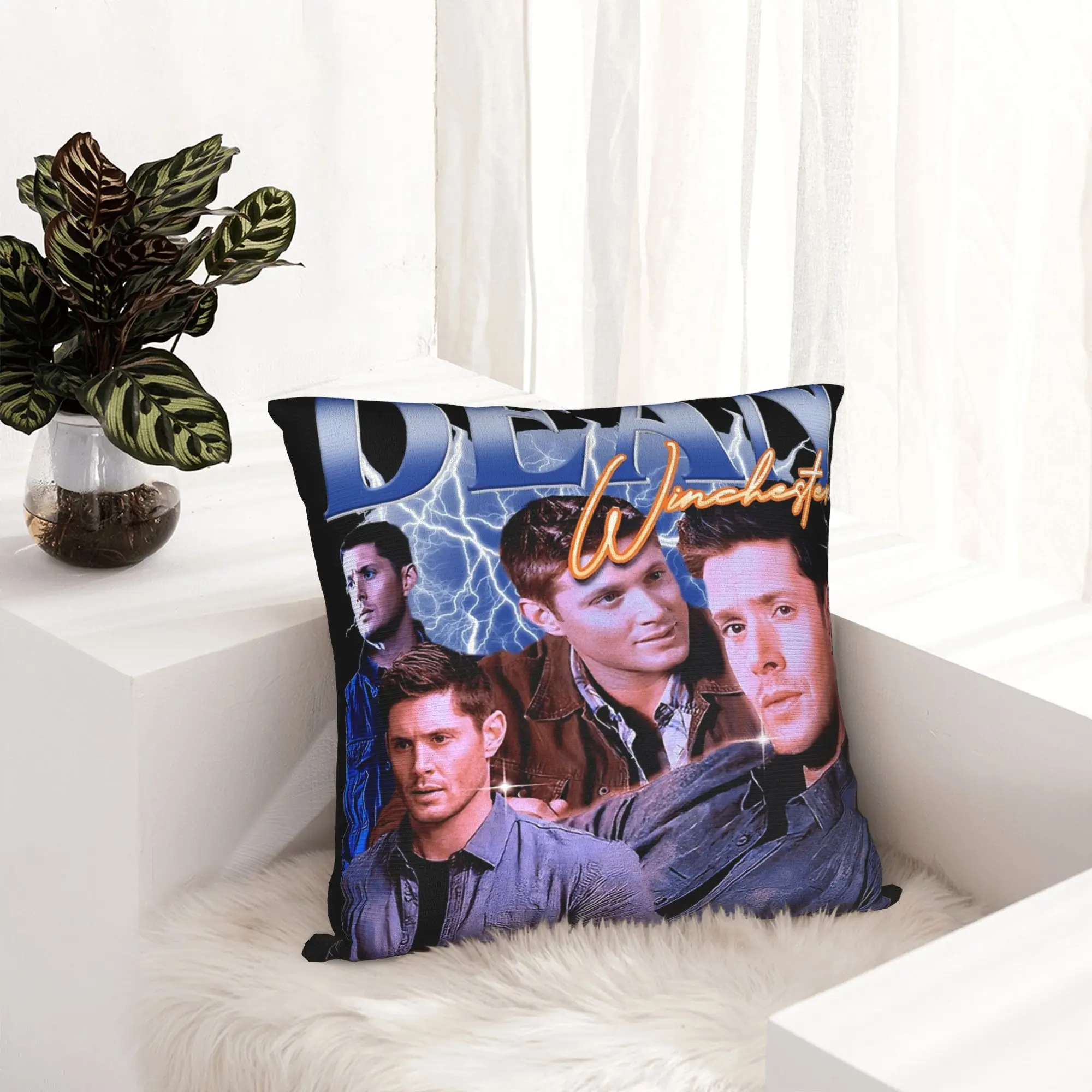 Supernatural Dean Pillowcase Printing Fabric Cushion Cover Decorations  Pillow Case Cover Bed Zipper 40X40cm
