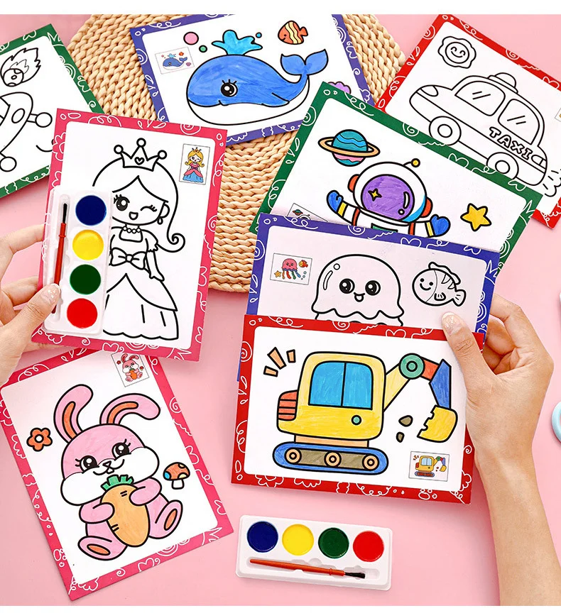 Watercolor Painting Set for Kids Educational Coloring Kit with Brushes Palette Preschool Art Supplies DIY Creative Drawing Gift