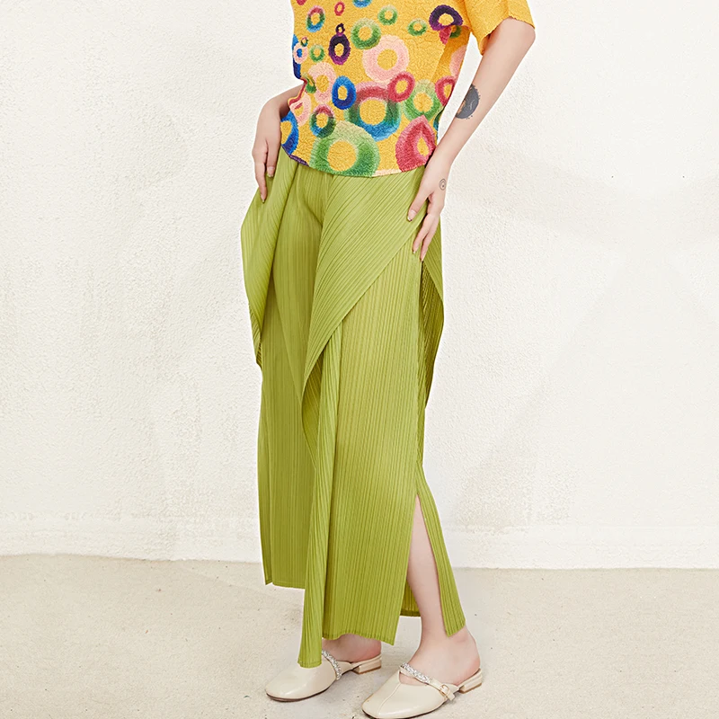2025 Summer Irregular Trousers Hot Sale Baggy Pants Womens Miyake Pleated Wide Leg Pants
