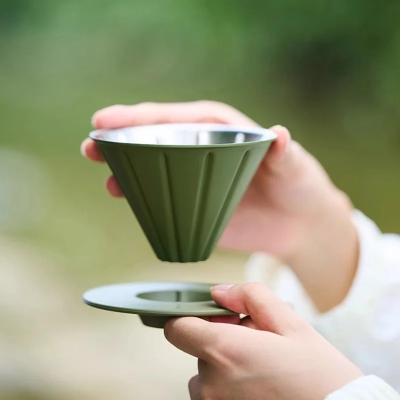 

1-4 People Coffee Filter Cup 3 Stainless Steel Hand Drip Filter Outdoor Metal Coffee Pot Drip Filter Cup Barista Accessories