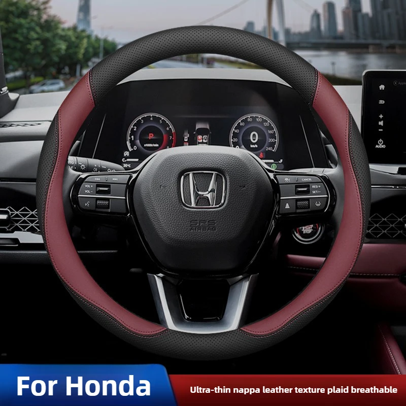 

Leather Car Steering Wheel Cover for Honda HRV CRV Civic Pilot City ZRV Freed Passport Interior Accessories 2025 2026