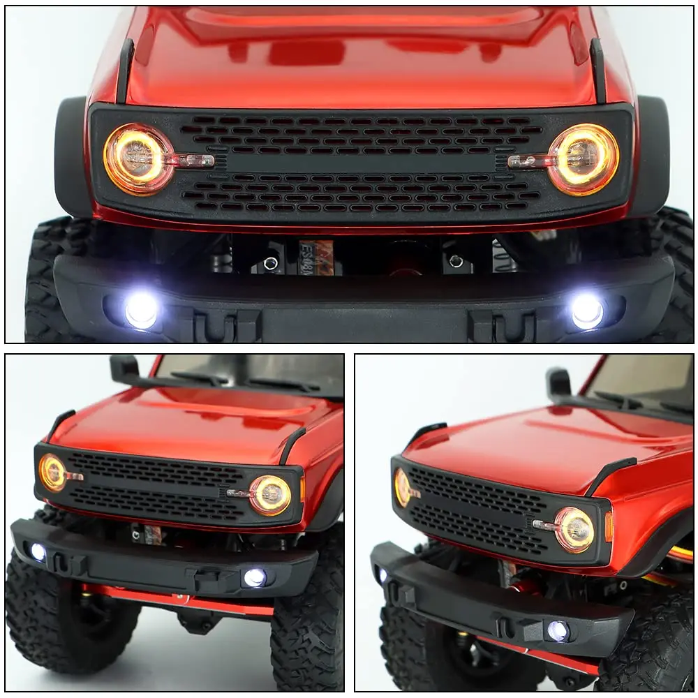 GLOBACT RC Car Headlights Angel Eyes IPX7 Waterproof 12 Modes Light for 1/24 AXIAL SCX24 Bronco C10 JLU Gladiator Deadbolt