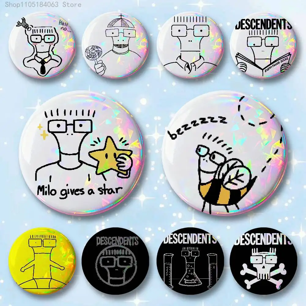 Descendants Milo Go To College Badges 25 32 44 58 75 mm Round Cosplay Pin Bag Decor Fans Collect Friends Gifts Brooch Souvenir
