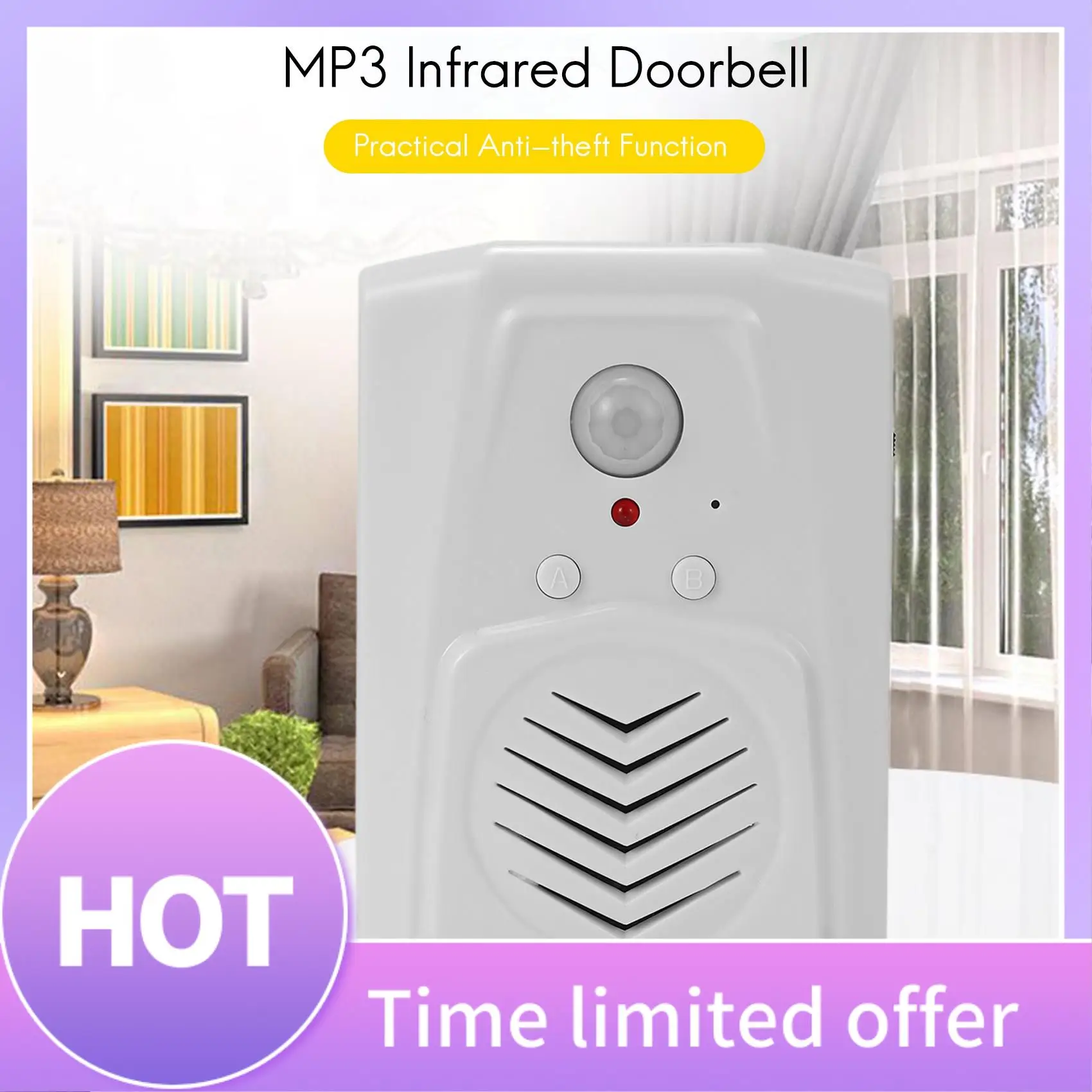 B68A Sensor Motion Door Bell Switch MP3 Infrared Doorbell Wireless PIR Motion Sensor Voice Prompter Welcome Door Bell Entry Alar