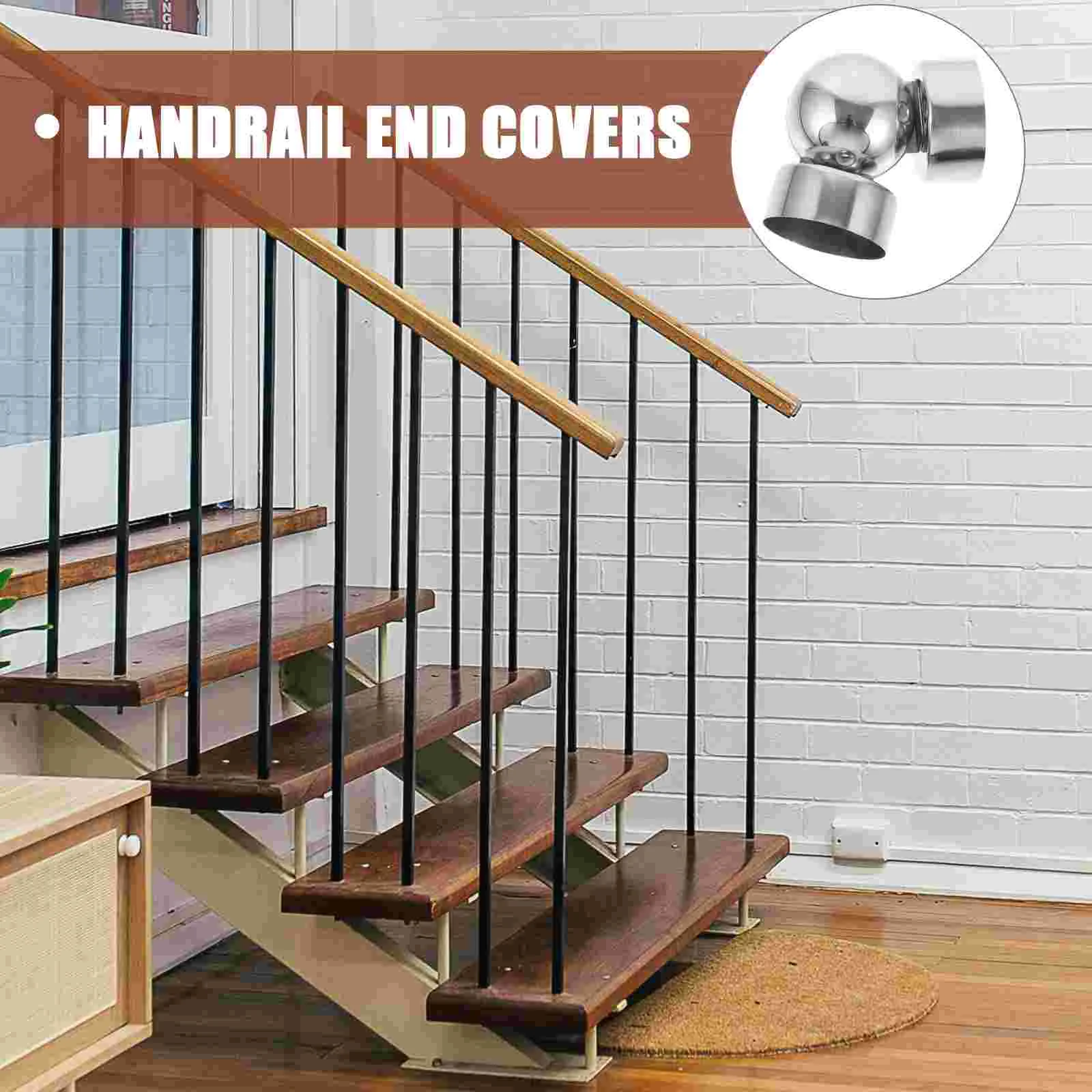 2 Pcs Stair Handrail End Plugs Staircase Handrails Caps Fittings Accessories Covers for Stairway Wood