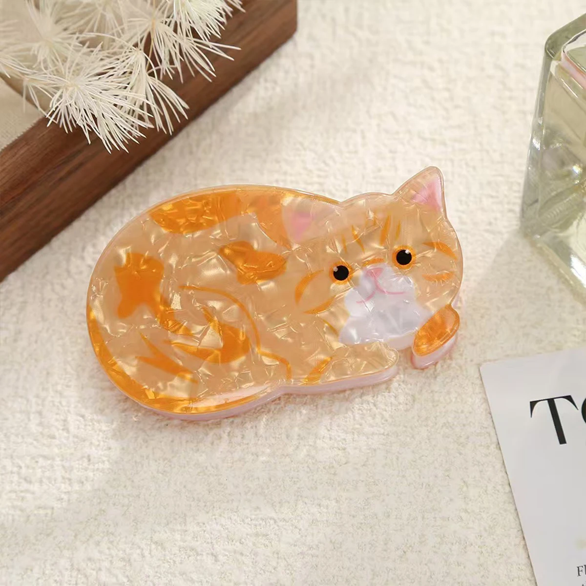 1pc cute and sweet cartoon orange cat Muppet kitten hairpin advanced sense back head hairpin shark clip hair claw image 5