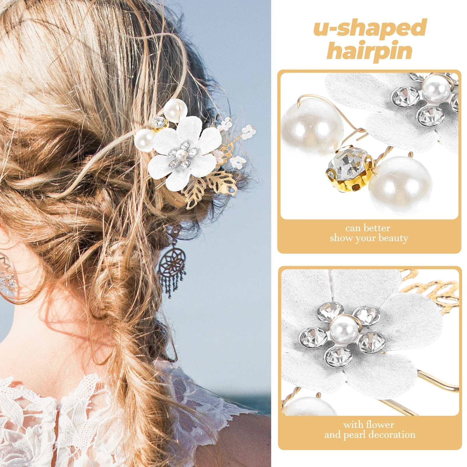 

Wedding Hair Pins for Bride Pearl Fork Bridal Accessory Rhinestone Accessories Woman Brides