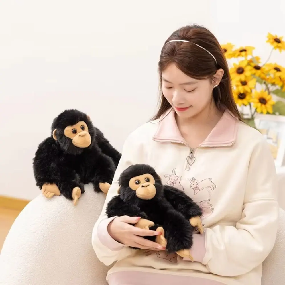 

Soft Fluffy Chimpanzee Plush Toy Lifelike Appearance Huggable Doll Orangutan Plush Doll 20CM Black Gorilla Stuffed Animal