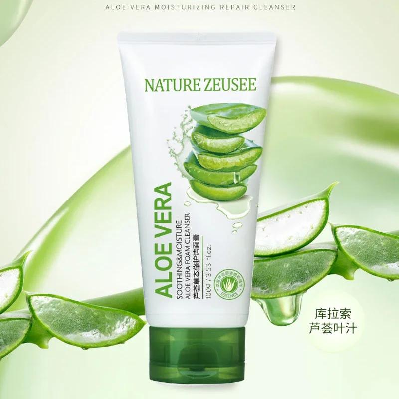 

Facial cleanser Natural Aloe Vera Smooth Gel Acne Whitening Treatment Face Cream Hydrating Moist Repair After Sun Sleeping Mask