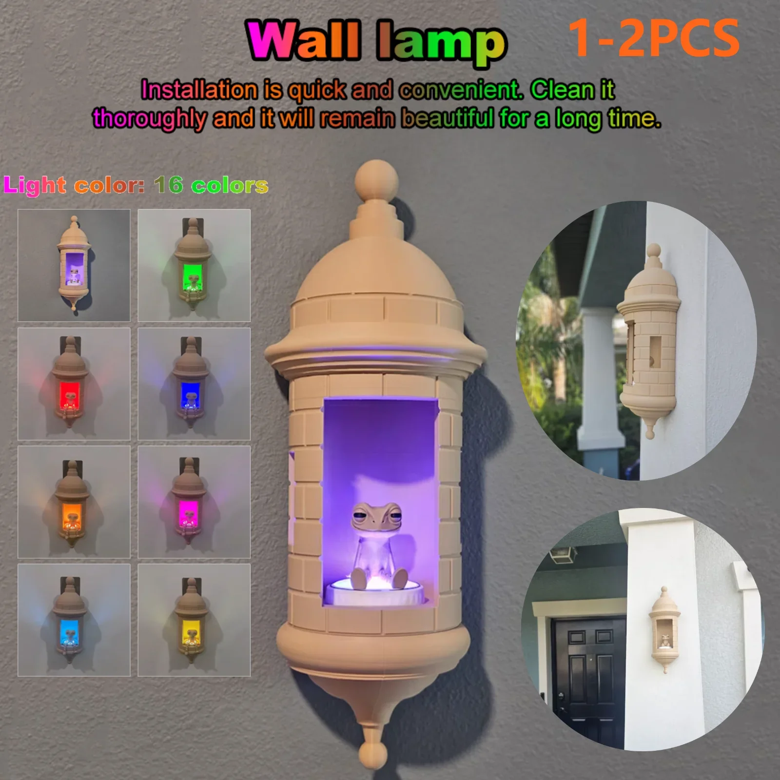 

Ночной светильник Coqui Frog с 3D принтом, перезаряжаемый 16-цветный светодиодный настенный светильник для внутреннего и наружного декора дома и сада, подарок