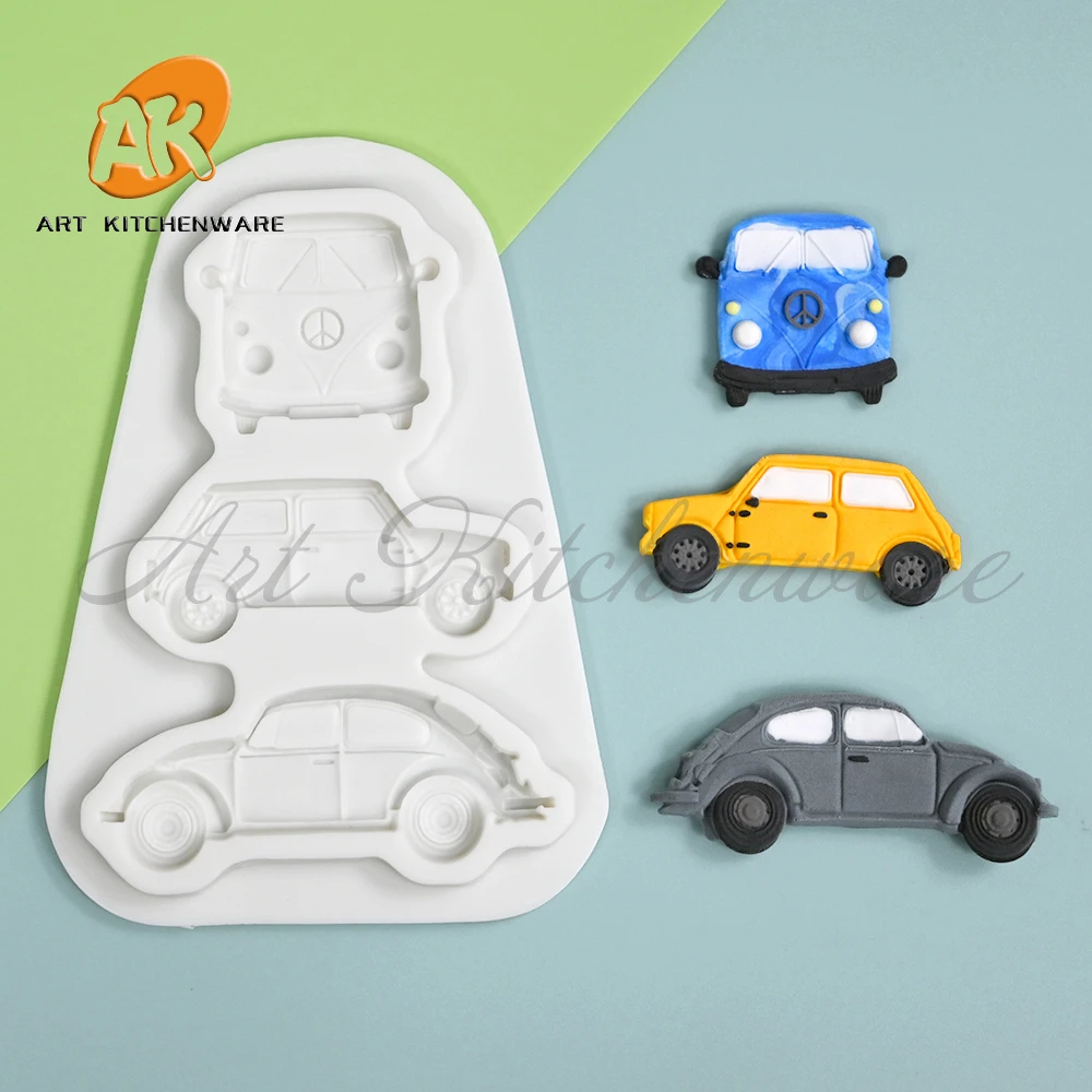 Bus Silicone Mold 3D DIY Car Pendant Resin Clay Molds Decoration Jewelry Epoxy Casting Making Moulds